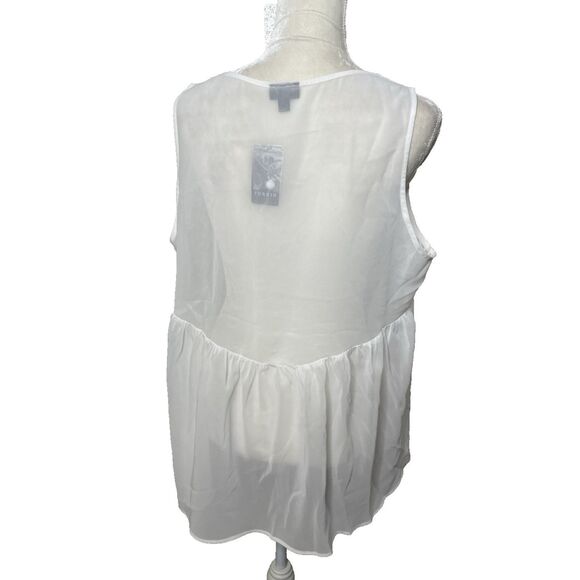 Torrid Size 0 L 12 Chiffon Embroidered Peplum Top Sheer Lace White Babydoll - Picture 2 of 9